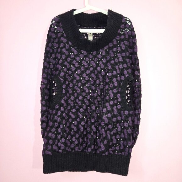 Vintage Miss Sixty Black and Purple Women's Sweater-vest, size S, made i… - Picture 1 of 7